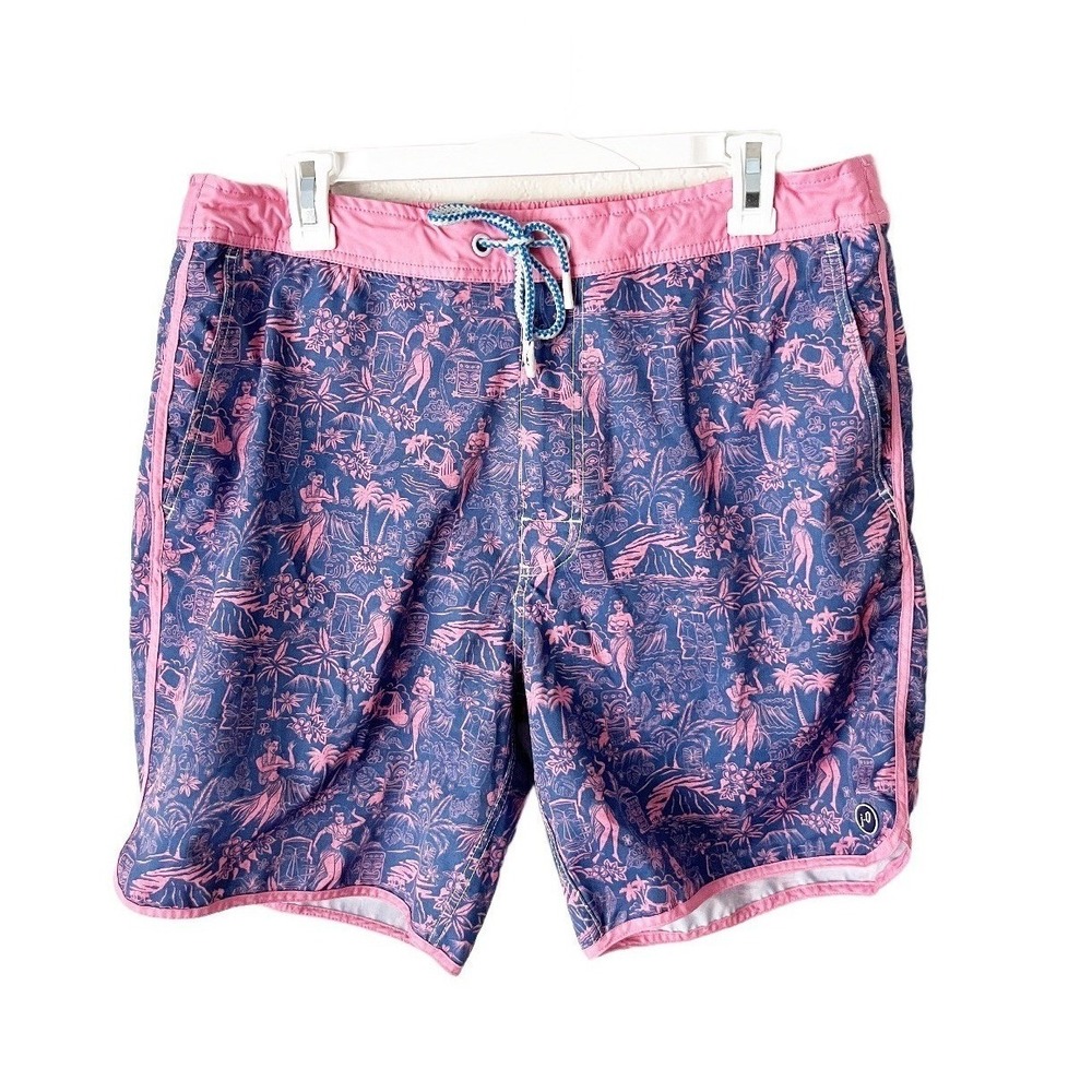 Johnnie-O Honolulu Hula Girls Tropical Swim Trunks Men's Size Large